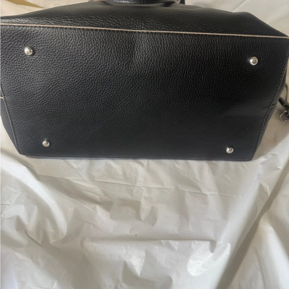 Lodis Black Leather Large Tote Bag w/small Lodis flower bag - Picture 13 of 15